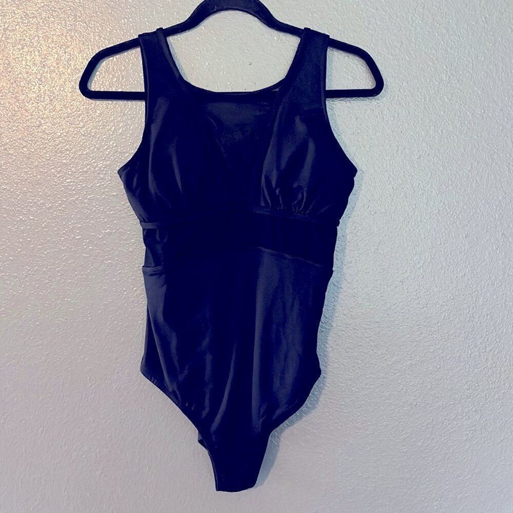Anne Cole sheer panel one piece swimsuit sz 10